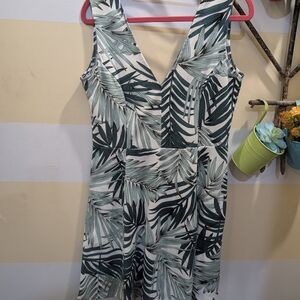 H & M Tropical Leaf Print V-Neck Dress